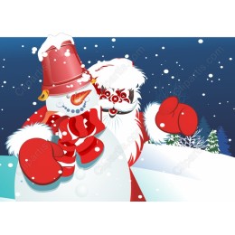 Whimsical Snowman and Santa