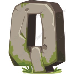 Ancient Stone Letter Q