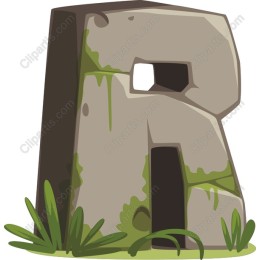 Rustic Stone Letter 'R'