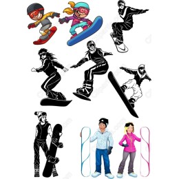 Dynamic Snowboarding Clipart Set