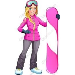 Cheerful Female Snowboarder