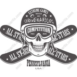 Extreme Games Snowboarding Skull