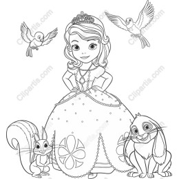 Charming Princess with Animal Friends