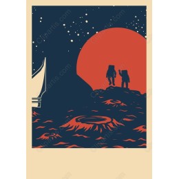 Astronauts on Lunar Landscape