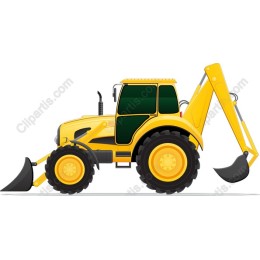 Yellow Backhoe Loader