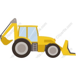 Yellow Backhoe Loader