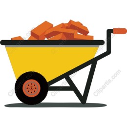 Vibrant Wheelbarrow with Bricks