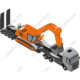 Heavy-Duty Excavator on Flatbed Truck
