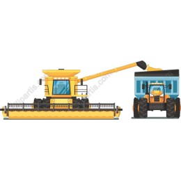 Modern Combine Harvester and Grain Truck
