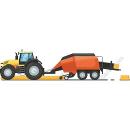 Vibrant Tractor with Hay Baler