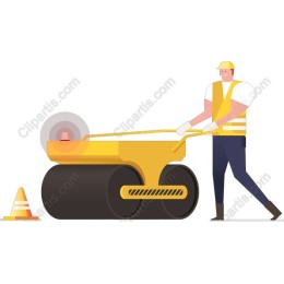 Construction Worker using Road Roller