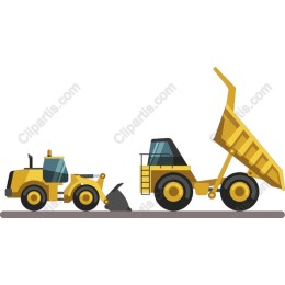 Heavy Construction Machinery - Loader and Dump Truck