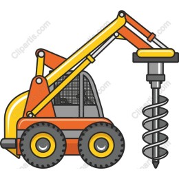 Vibrant Construction Excavator with Auger Attachment