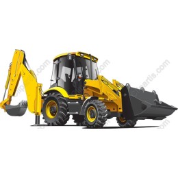 Yellow Backhoe Loader