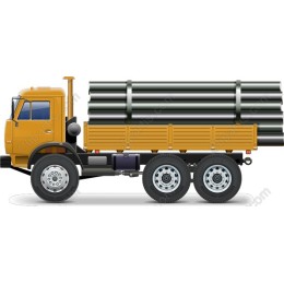 Yellow Construction Truck with Pipes