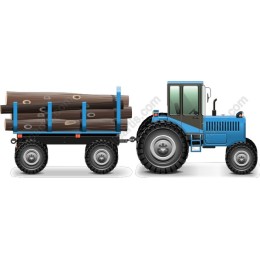 Blue Tractor with Logs