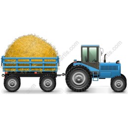 Blue Tractor Hauling Hay