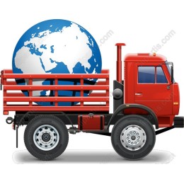 Red Truck with Globe