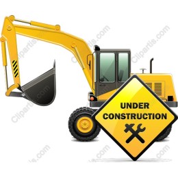 Construction Excavator with Under Construction Sign