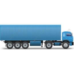 Blue Semi-Truck with Shipping Container