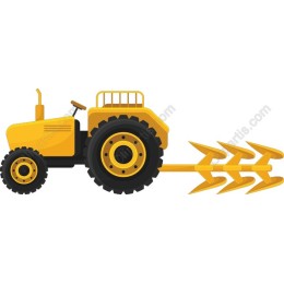 Yellow Tractor with Plow (s)