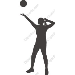 Dynamic Female Athlete Serving Ball