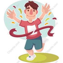 Joyful Runner Crossing Finish Line