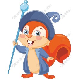 Whimsical Cartoon Squirrel with Magical Staff