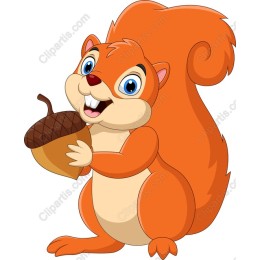 Cheerful Cartoon Squirrel with Acorn