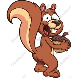 Playful Cartoon Squirrel with Acorn