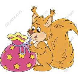 Joyful Squirrel with Starry Bag