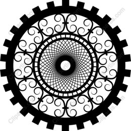 Intricate Black and White Gear Motif