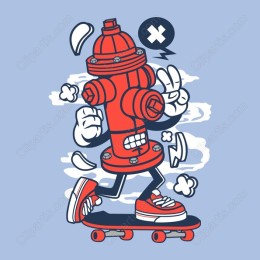Playful Skateboarding Fire Hydrant