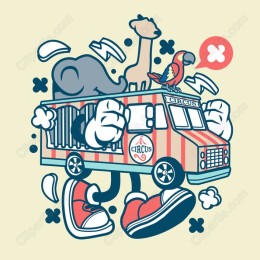 Colorful Circus Truck with Animals