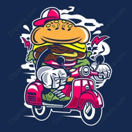 Whimsical Burger on Scooter