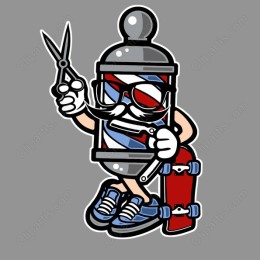 Quirky Barber Character with Skateboard