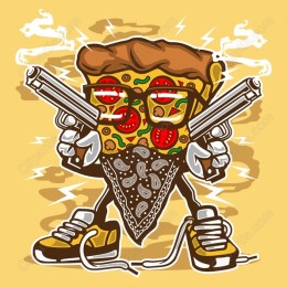 Rebellious Pizza Slice Character