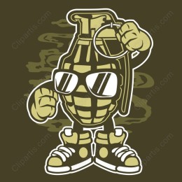 Cartoon Grenade with Sunglasses