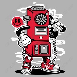 Cheerful Retro Payphone Cartoon