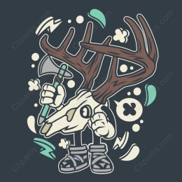 Quirky Skull Antler Character