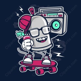 Skateboard Bullet Vibes - Cartoon