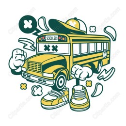 Energetic Cartoon School Bus