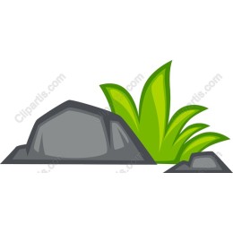 Stylized Rocks with Green Foliage