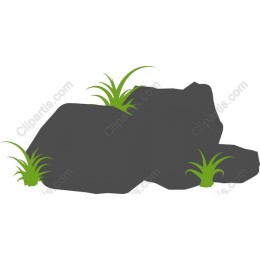 Stylized Rock with Green Grass