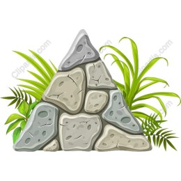 Natural Stone Pile with Lush Greenery