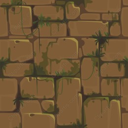 Rustic Stone Wall with Moss and Foliage