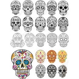 Vibrant Day of the Dead Skull Bundle