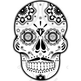 Intricate Black and White Decorative Skull