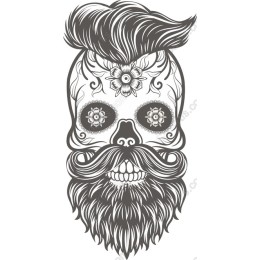 Bearded Skull with Floral Elements