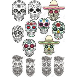 Dia de los Muertos Inspired Skull and Bearded Character Bundle